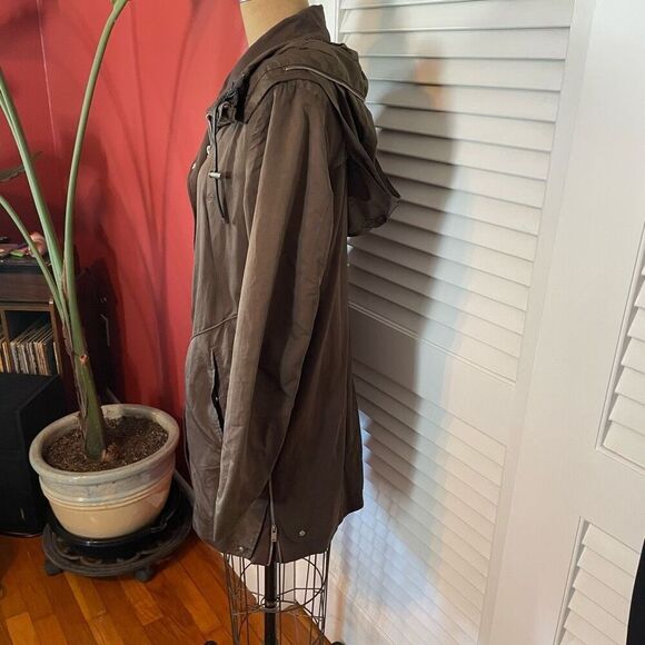 ZARA BASIC | olive green utility jacket with removable hood S - Picture 5 of 16